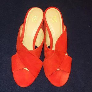 Womens Size 10 NY&C Wide Heel Shoe Reddish Orange Worn Once